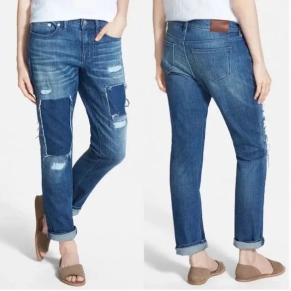 Madewell Slim Boyjean Patched-Up Edition Jeans in Springfield Wash Size 26 - Picture 2 of 5